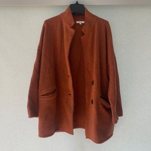 madewell Textured sweater jacket in rust brown merino wool blend